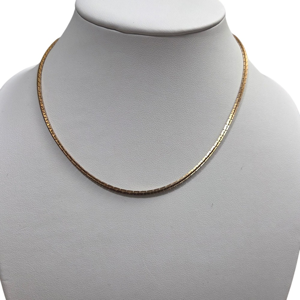 Vintage Gold Tone Box Link Chain Necklace 16 Inch Korea Minimalist Unisex